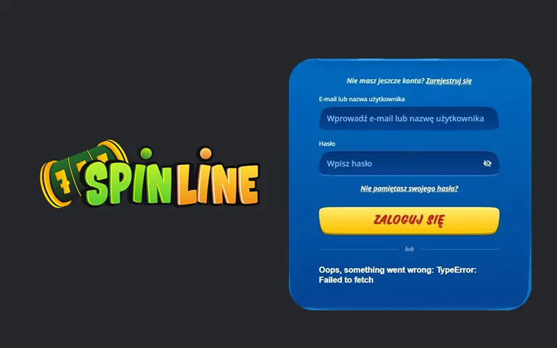 SpinLine – zrzut ekranu okna logowania z logo kasyna, okładka recenzji